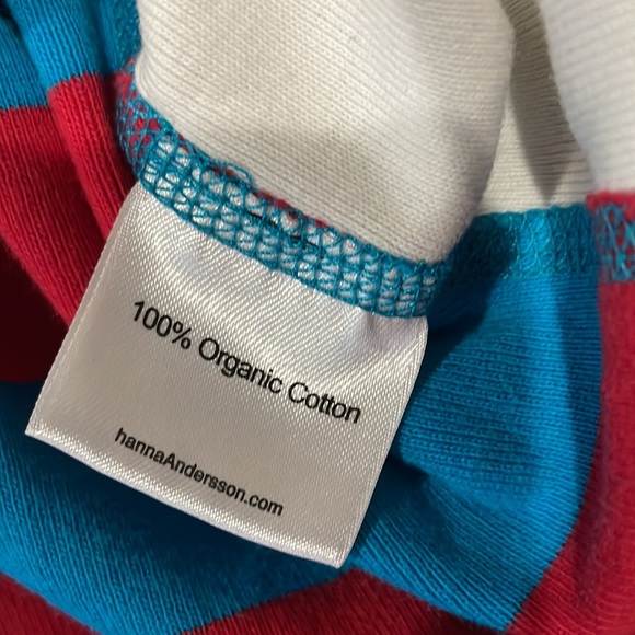 Hanna Andersson Red and Turquoise Stripe Gnome Pajama Top - Picture 7 of 7